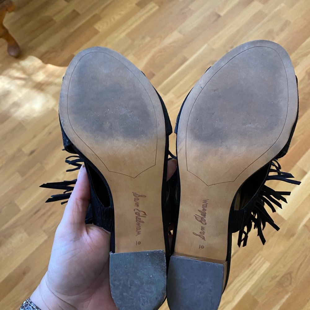 Sam Edelman Black Suede Fringe Heels - Picture 4 of 4